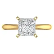 14K Yellow Gold Solitaire Promise Ring, 2 ct Princess Cut Simulated Diamond
