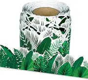 Leezead Tropical Leaves Bulletin Board Border, 65Ft Jungle Leaves Border Greenery Plant Tropical Leaves Rolled Border Trim for School Classroom Bulletin Board Chalkboard Whiteboard Wall Decor