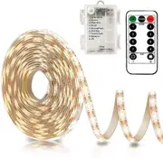 Mintian 3m battery operated led strip lights with remote control, 90 led strip lights waterproof, 8 modes, dimmable, timer, self-adhesive, cuttable...