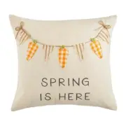 Mud Pie SPRING IS HERE Easter Carrot Banner Flag Bunting Applique Pillow