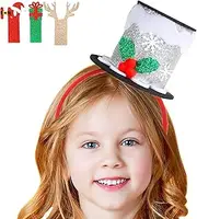 [Generic] Christmas Headbands for Kids - Elastic Red Green Silver Christmas Headgear | Fashionable Kids Headband, Christmas Decorations for Boys Girls Kids Children
