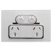 Doss Acrylic Plate Double Powerpoint Switch 250V 10A GPO 74x115mm White