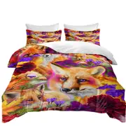 Autumn Forest Animal Art Daydream Red Fox Quilt Cover