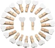 Mini Pegs,100 PCS Tiny Pegs Heart Shape 3cm/1.18in Wooden Photo Display Clips Wooden White Love Heart Peg for Wedding Card Picture Photo Paper Hanging Holder Party Decoration