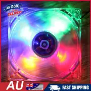 New LED Light CPU Cooling Fan Computer PC Clear Case Quad 12CM Heatsink