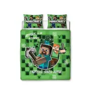 Minecraft Block Check Double Duvet Cover Set Kids Gamers Bedding 2-in-1 Designs