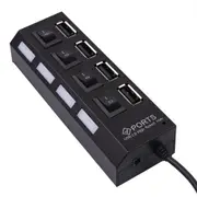 Mini 4 Ports USB 2.0 Hub LED High Speed External USB Hub Splitter For Laptop PC Notebook Computer With Power on/off Switch Cable