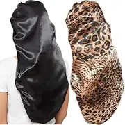 2 Pcs Hair Bonnets for Women Satin, Soft Elastic Band Silky Sleeping Cap Big Bonnets for Women Bonnet for Braids