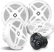 Waterproof Rated Off-Road Speakers - 6.5'' Marine Speakers w/Wireless BT Remote Control Receiver, Compact Dual Vehicle Speaker System for ATV, UTV, 4x4, Jeep, Powersports Vehicles - PLMRKT401