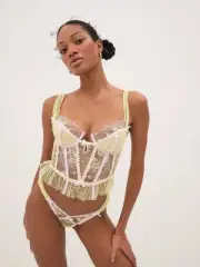 For Love And Lemons Buttercup Bunches Corset Top XS Yellow NEW