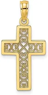 [JewelryWeb] Gold Sqr Religious Faith Cross X Lace Center 22.7x13mm Wide