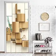 Door Stickers Modern 3D Door Sticker Self-Adhesive Waterproof Poster Stickers Porte Peel and Stick Wallpaper Home Design Room Decor Door Renew (Color : K, Size : 90x200cm)