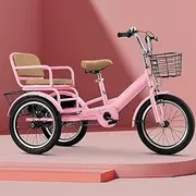 3 Wheels Bicycle,Cruiser Bike with Dual Brakes,Rickshaw Tricycle with Pedals,Manned Trike with Back seat,Tandem Trike with Back Basket