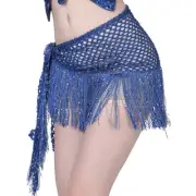 Lady Belly Dance Hip Scarf Tassel Sequin Triangle Wrap Skirt Mini Dancewear Slim