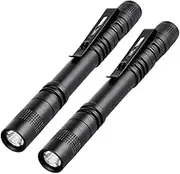 LED Pen Light Flashlight Small Mini Flashlight Pocket Light Penlight with Clip Compact Torch for Inspection Work and Repair, 2 Packs