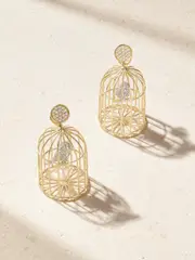 [Sydney Evan] Sydney Evan - Albert Cage Large 14-karat Yellow And White Gold Diamond Earrings - One size One size Gold