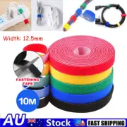 10M Hook & Loop Nylon Strap Reusable Cable Ties Grip PC Tidy Wrap Self Adhesive