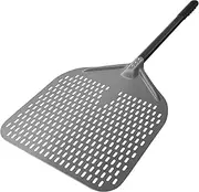 [Karboby] 14” Perforated Pizza Peel, Long Handle Hard Anodized Aluminum Pizza Peel, Extra Large Pizza Turning Peel, Professional Pizza Pizza Paddle, 34.8 inch overall