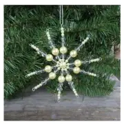 Avon Holiday SNOWFLAKE ORNAMENT - Pearl, Clear, Silver - 5" with 3" silver cord
