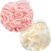 BCKENEY Bath Shower Sponge Soft Mesh Poufs Shower Loofah Ball Body Wash Scrubber Bath Sponge for Women and Men Soothing Face & Body Exfoliator (2Pcs 60G Luxury)