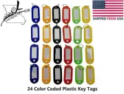 24 Color Coded Key Tags Blank Label Split Ring Red Blue Yellow Orange Black Gree
