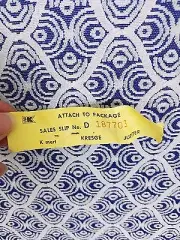 Vintage Kresge Jupiter Woven MCM Design FABRIC Blue White 1.75 + yards Medallion