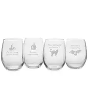 susquehanna Set of 4 Toil & Trouble Assortment Stemless Wine Glasses