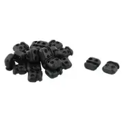 Plastic Double Hole Toggle Coat Drawstring Cord Lock Black 20 Pcs