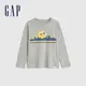 Gap 男幼童裝 純棉3D立體長袖T恤-深灰色(793889)