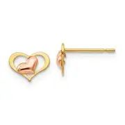 Real 14kt Yellow & Rose Gold Madi K Children's Heart Post Earrings