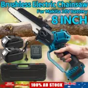 8'' Brushless Cordless Electric Chainsaw Wood Cutter Saw Battery-Powered 18V