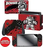 Controller Gear Officially Licensed Nintendo Switch Skin & Screen Protector Set - Super Mario - Bowser Bricks - Nintendo Switch