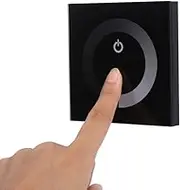 Wall-Mounted Touch Panel LED Dimmer Switch, Brightness Dimmer Wall Switch Controller LED Light Strip DC 12V-24V for Single Color LED Strip Light(Black)