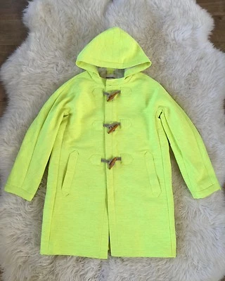 J Crew Collection Basket-Weave Toggle Coat Neon Yellow A1403 Sz 2 $595