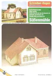 Paper Model Building Flag Station Train 1:90 Schreiber-Bogen Paper Model