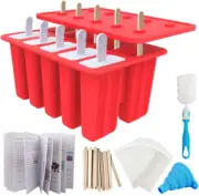 Homemade Popsicle Molds Shapes, 10PCS Silicone Ice Pop Maker Non-Bpa, with 50 St