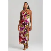 Natori Rainforest Maxi cover-up Halter Dress with Brass Ring