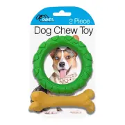 2 Pack Puppy Ring and Bone Chew Toys