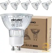 DiCUNO GU10 LED Bulb Dimmable, Warm White 2700K, 4W 400LM Spot Light, Equivalent to 40W Halogen Lamp, 120°Beam Angle, 230V, 6-Pack