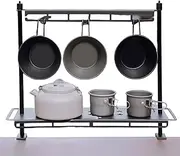 Camping Table Rack, Foldable Storage Rack with Built-in Lantern Holder, Multifunctional Camping Table for Picnic, Hiking and Outdoor Fishing, Warehouse Rack