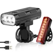 Bike Lights Front and Back, Rechargeable LED Bicycle Light Set for Night Ridi...