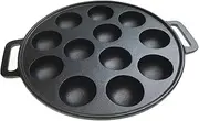 12 Dimple Cast Iron Poffertjes Mini Dutch Pancake Cake Pan with Handles Maker