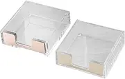 COMPUKAS 2Pcs Transparent Memo Pad Holder with Paper Clip Dispenser for Desk Organization Stylish Office Note Holder for and Memo Pads