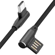 90 Degree Reversible 2.4A Type C Charging Data Cable 3.28ft/1m for Xiaomi Mi A2 Pocophone F1 BLACK COLOR