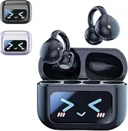 M100 Clip On Ear Headphones with Audio-Visual Future Touch Screen, Audio Wireless Headphones for Music & Phone Calls, Open Ear Clip Wireless Bluetooth (Black)