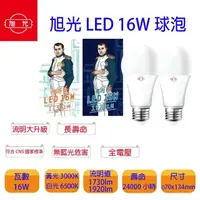 在飛比找momo購物網優惠-【旭光】高光效 16W LED燈泡 晝光色 燈泡色(6入組)