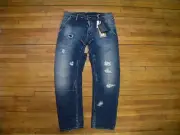 DSQUARED² RARE LONG CROTCH DISTRESSED CROTCH PATCHED WASH BLUE DENIM JEANS 46 30