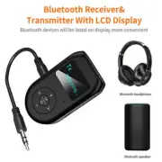 Bluetooth 5.0 Audio Receiver Transmitter LCD Display Handfrees Calling 3.5mm AUX