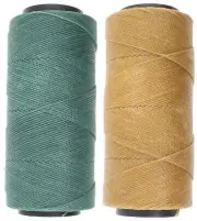 2 Knot It Waxed Polyester Cord 1mm Diameter 144M Spools (Teal Green, Almond)