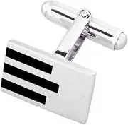 [Select Gifts] Box Set Shirt Black Tie Dress Studs Sterling Silver and Onyx Three Stripe Cufflink